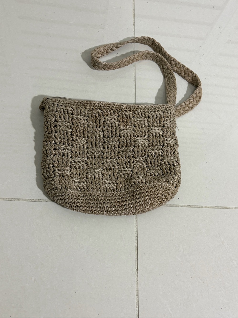 New York & Company Braided Taupe Woven Crossbody Bag